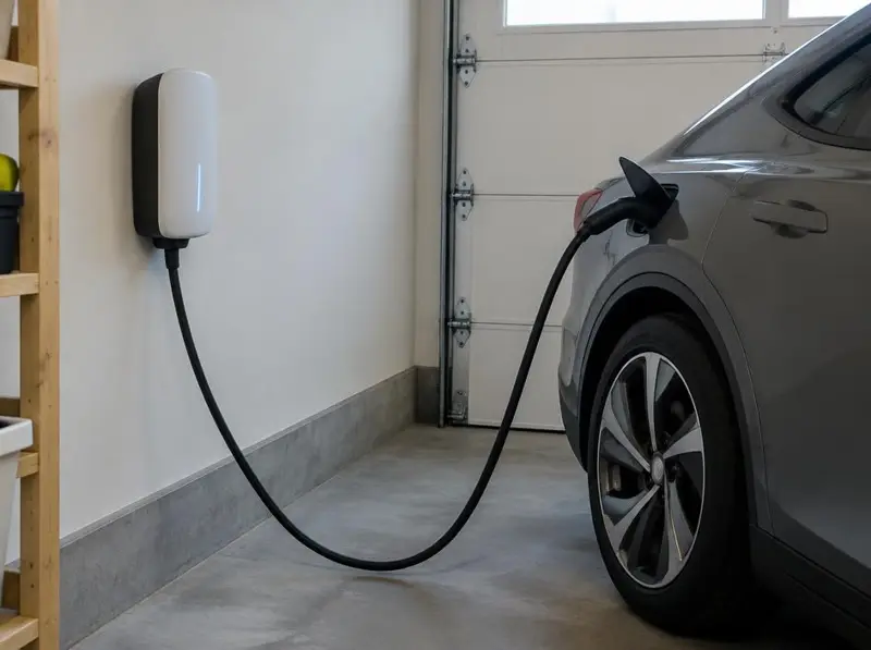 Punto de recarga para coche eléctrico instalado en el garaje de una vivienda en Marbella